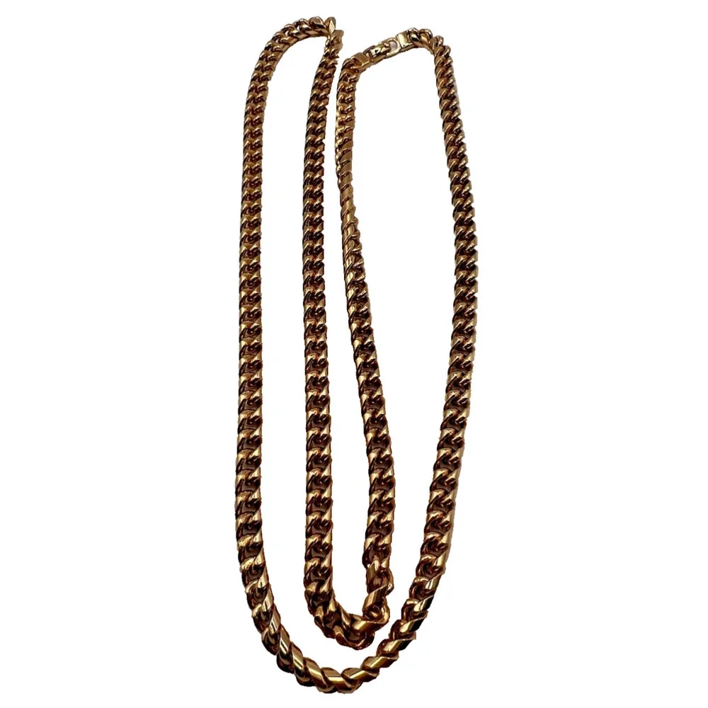 Vintage Signed Christian Dior Gold Plated Curb Link Chain Necklace 32" 5mm - Picture 4 of 4